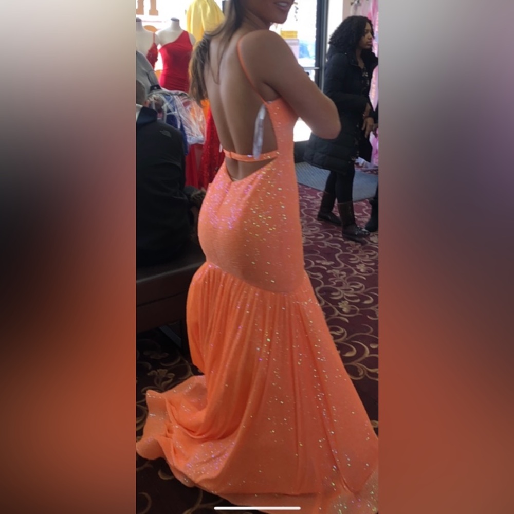 Coral Prom Sequence Long Backless Mermaid Dress - image 4